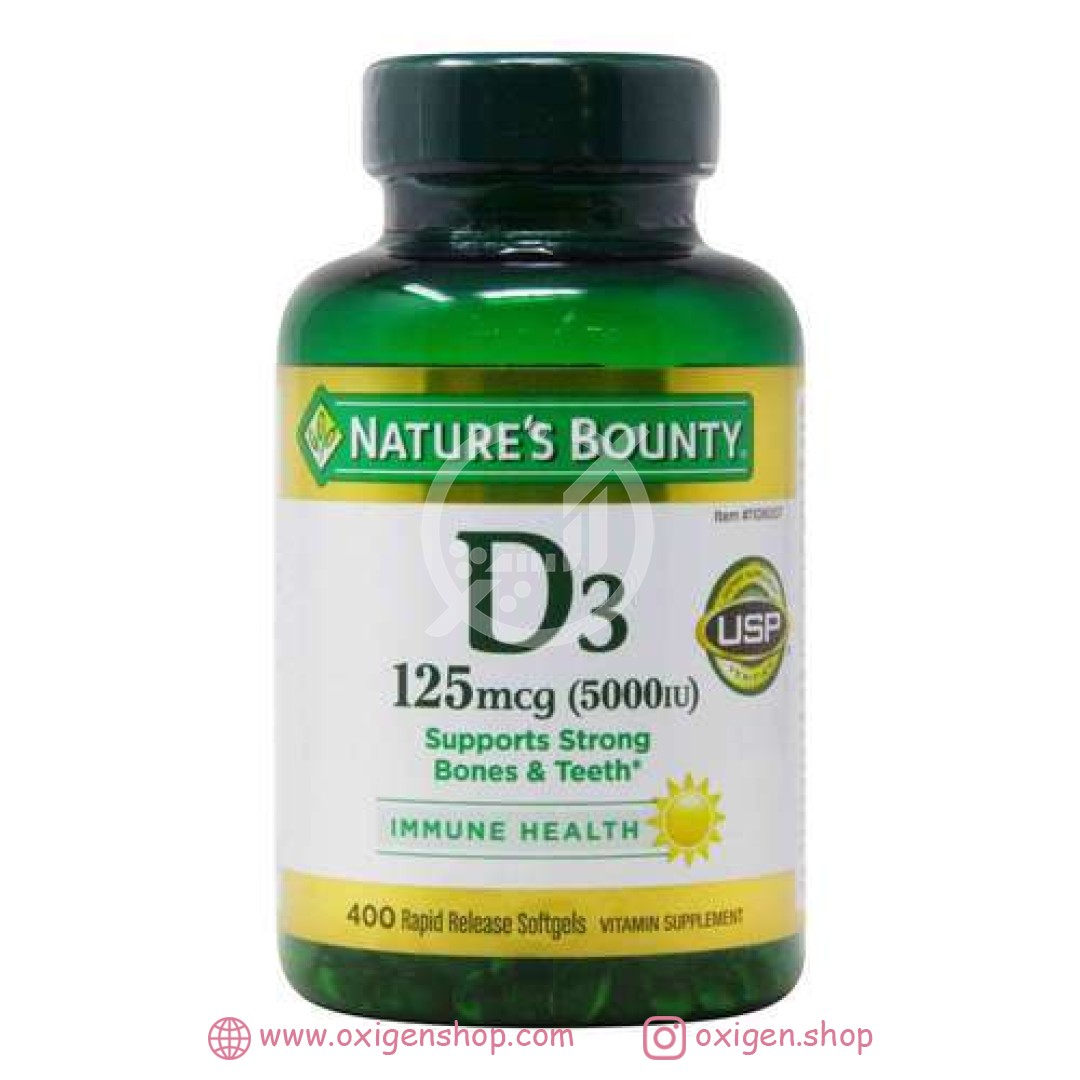 کپسول 125 میکرو گرمی ویتامین d3 نیچرز بونتی