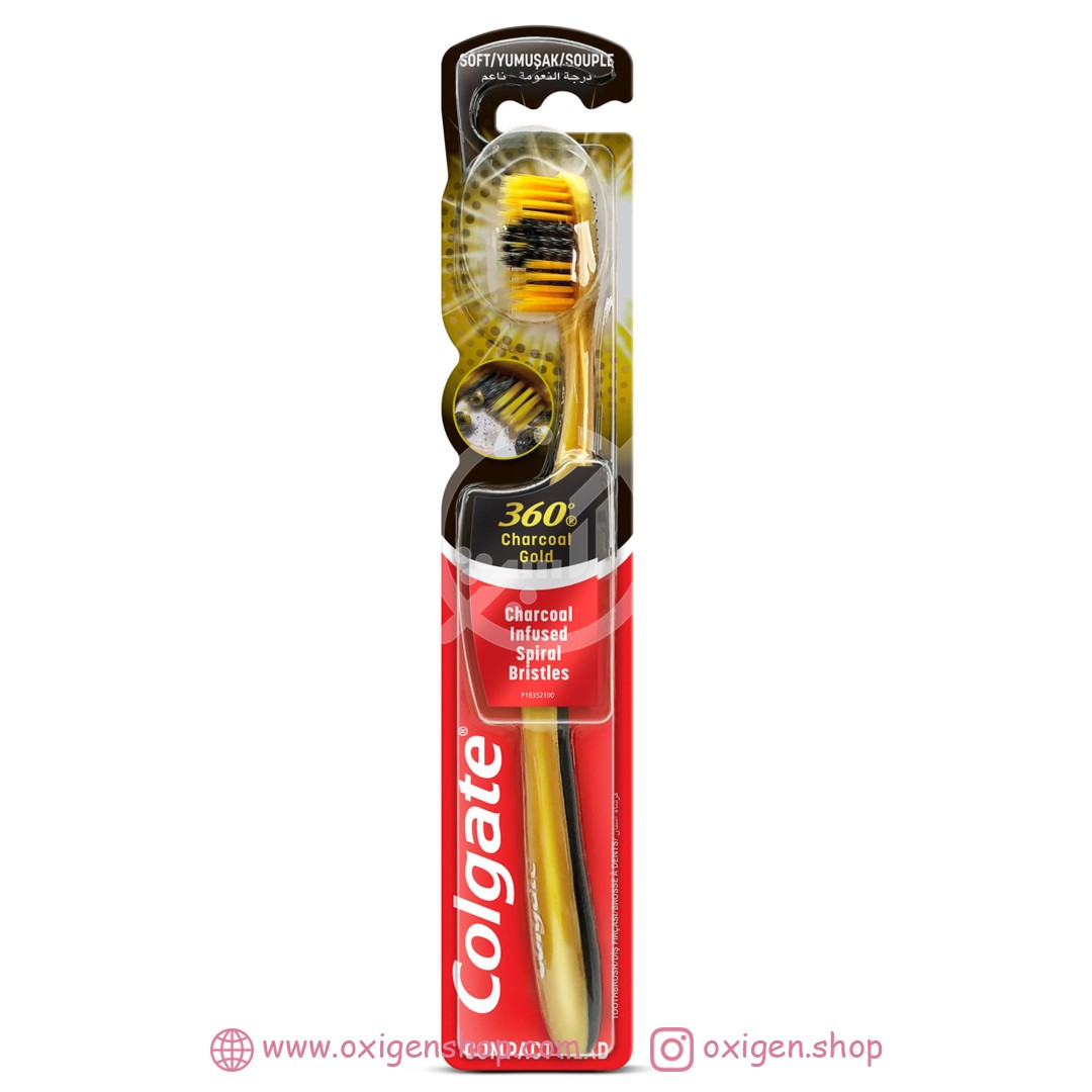مسواک ذغال کلگیت مدل 360 Charcoal Gold