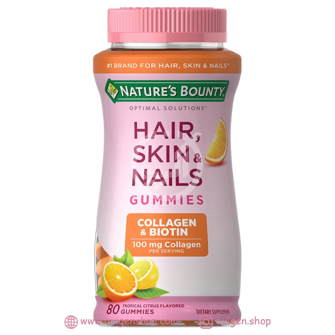 پاستیل بیوتین و کلاژن نیچرز بونتی مدل Hair, Skin & Nails